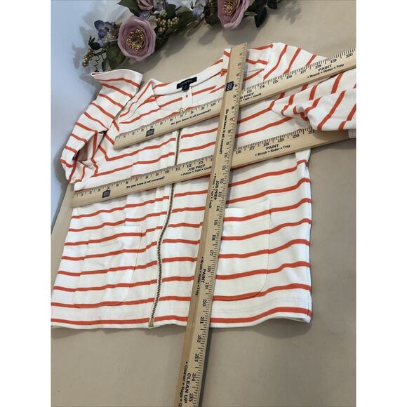 LANDS END Women's Size 14 Sweater Cropped 2 Pockets 100% Cotton Zip Up Cardigan - Picture 8 of 9